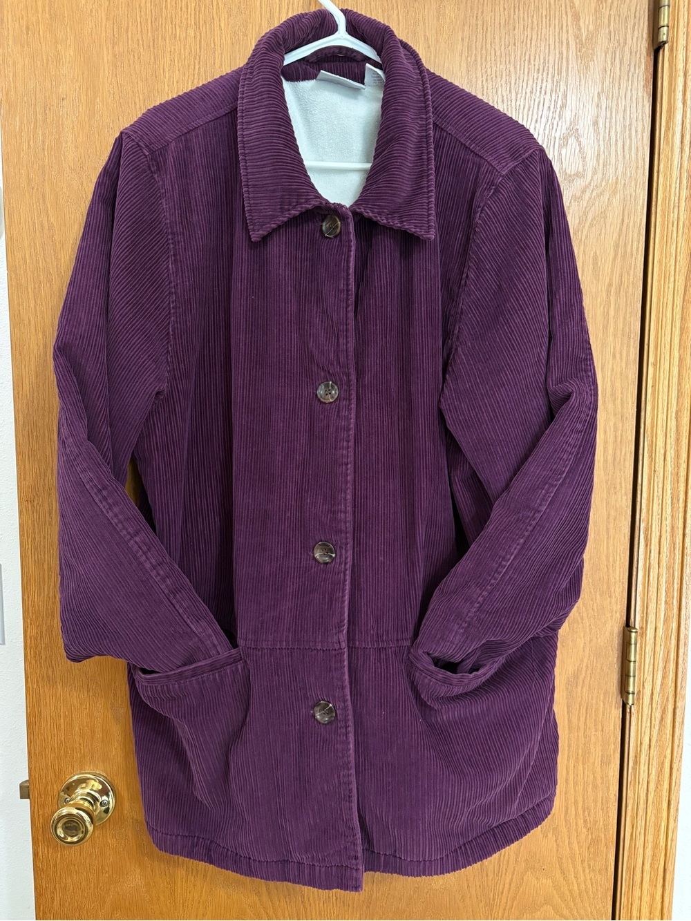 Vintage Purple Corduroy Women's Coat - Classic Button Front lined Jacket